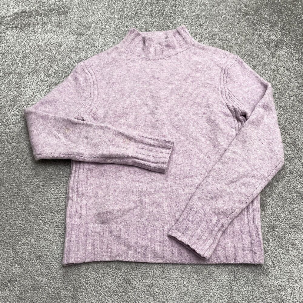 J.Crew Pullover Sweater Women Small Purple Mock Neck Soft Yarn Wool Blend Casual